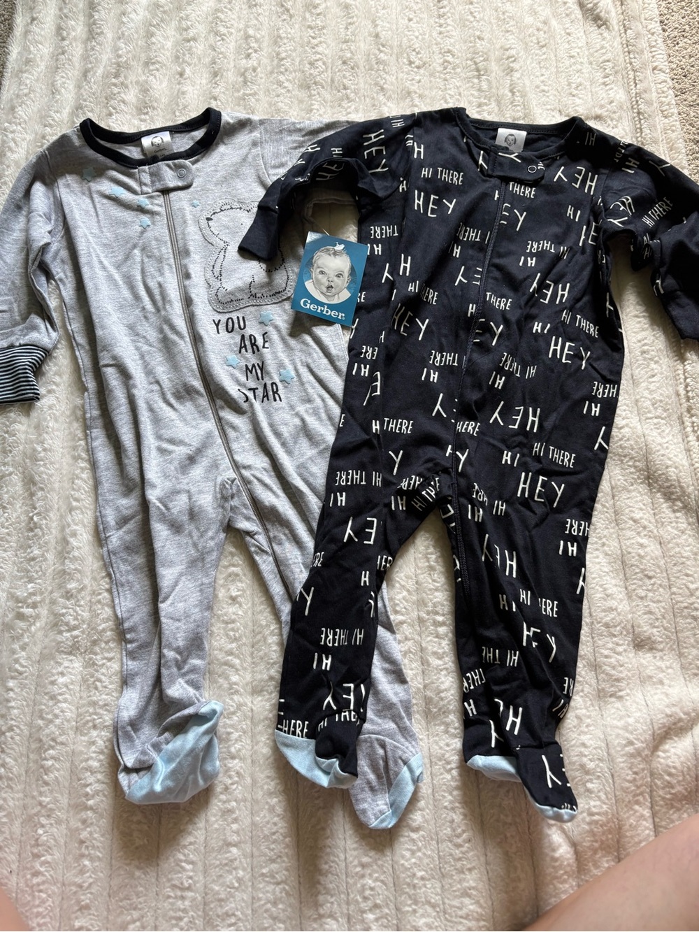 Gerber Footed One-Pieces in Black & Gray